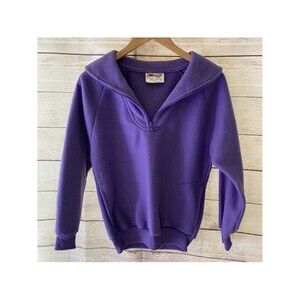 Vintage 80s Purple Teddy Fleece Quarter Zip Pullover M Normandee Rose Gorpcore